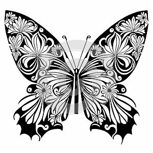 Fantasy drawing butterfly flower pattern symbol