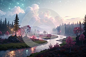 Fantasy dreamland background for projects
