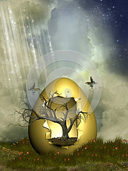 Fantasy egg with tree