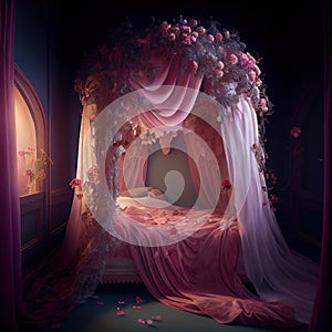 Generative AI: fairy bed with flowers