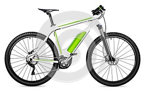 Fantasy fictitious design of an ebike pedelec with battery powered motor bicycle moutainbike. mountain bike ecology modern photo