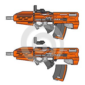 fantasy fire gun battle illustration concept