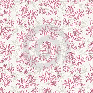 Fantasy floral seamless pattern. Doodle flowers with curls and swirls