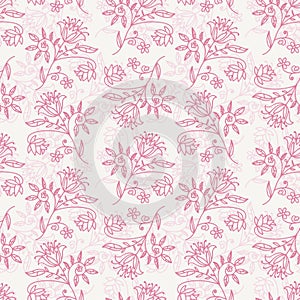 Fantasy floral seamless pattern. Doodle flowers with curls and swirls