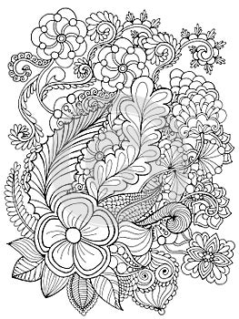 Fantasy flowers coloring page.