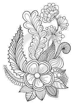Fantasy flowers coloring page.