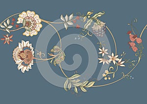 Fantasy flowers in retro, vintage