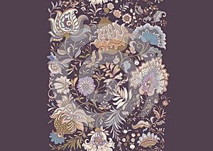 Fantasy flowers in retro, vintage, jacobean