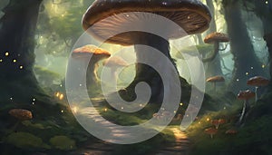 Fantasy Forest: Enchanted Scene, Generative AI photo