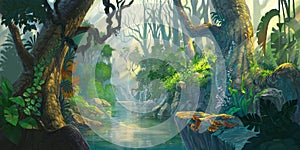 Fantasy forest painting photo