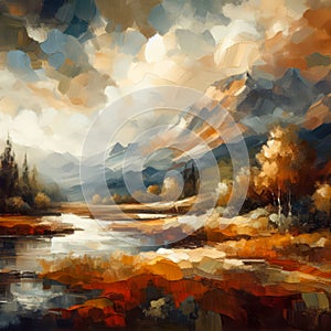 Fantasy forest painting. A lot of colors