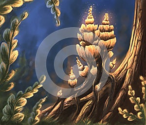 Fantasy forest plant digital illustration