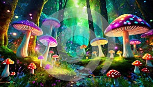 fantasy forest with toadstools