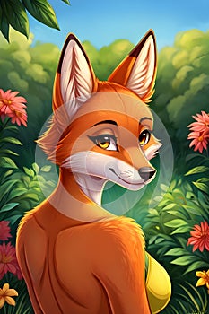 Fantasy Fox in Lush Forest