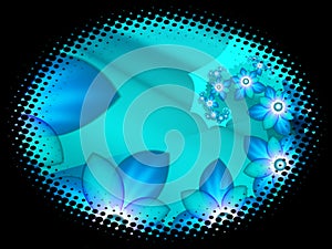 Fantasy fractal blue flower on black background. Original background for your graphic design