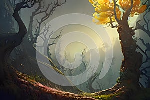 Fantasy Frontier and forest.Generative AI