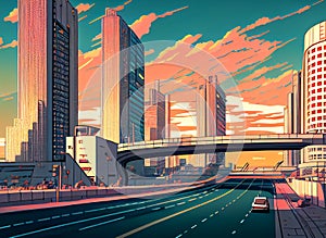 Fantasy futuristic city, ai illustration