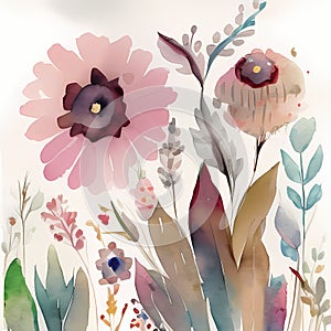 Fantasy Garden Delight - Storybook Abstract Floral Watercolor