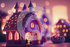 Fantasy gingerbread houses, generative ai illustration