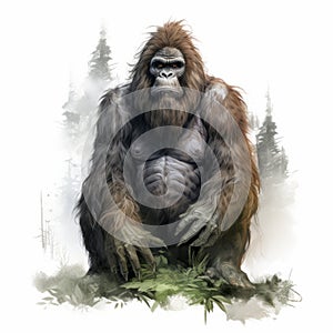 Fantasy Gorilla Artwork: Skunk Ape In A Wilderness Setting