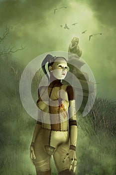 Fantasy gothic puppet girl