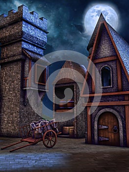 Fantasy granary at night photo