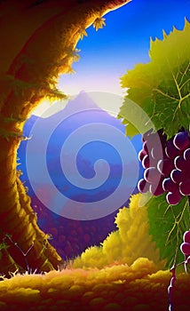Fantasy grape garden - abstract digital art
