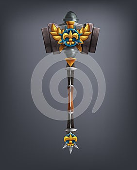Fantasy hammer weapon for game or cards.