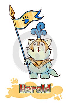 Fantasy Herald Kitten - digital illustration