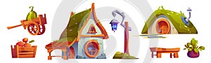 Fantasy house of dwarf or hobbit isolated objects photo