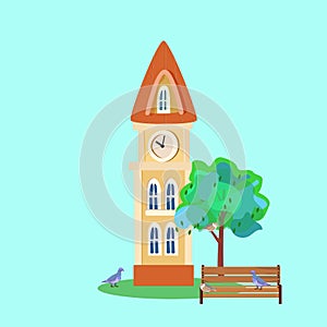 Fantasy house for fairy-tale characters in the style cartoons, vector illustration