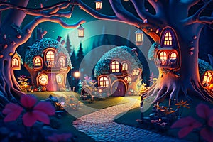 Fantasy house in magic forest fairytale habitation. generative AI