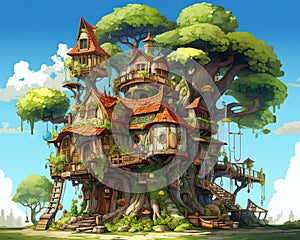 Fantasy Houses Set Unrealistic Cartoon Drawings are not realistic.