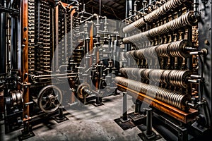 fantasy illustration of a 19th century difference engine mechanical steampunk computer