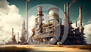 Fantasy industrial oil plant. Generative AI