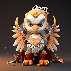 Fantasy-inspired 3d Owl: Vibrant Orange And White Craftcore Design