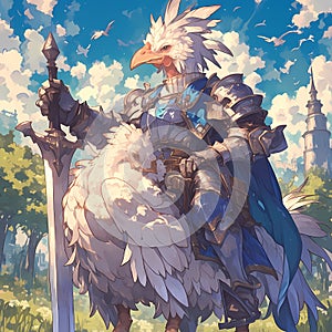 Fantasy Knight and Eagle on a Quest