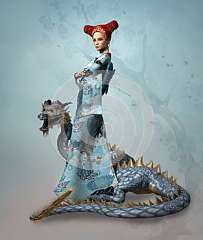 Fantasy lady with dragon