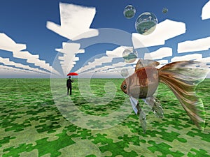 Fantasy Landscape with Cello