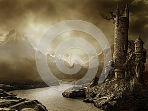 Fantasy landscape with a tower