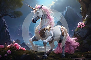 Fantasy Legends: AI-Generated Mythical Creatures, Spotlighting Graceful Unicorns