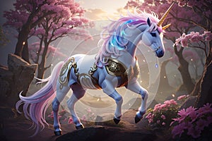 Fantasy Legends: AI-Generated Mythical Creatures, Spotlighting Graceful Unicorns photo