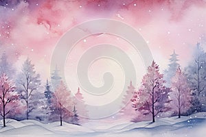 Fantasy like watercolour illustration of a winter scene