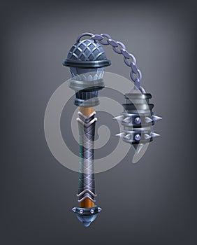 Fantasy mace weapon for game or cards.