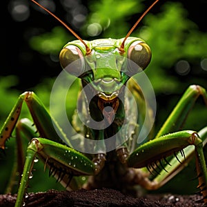 Fantasy macrophotography of a mantis photo