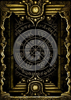 Fantasy magic ornamental background with a frame