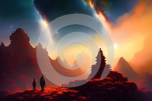 fantasy magical place and cheio of light