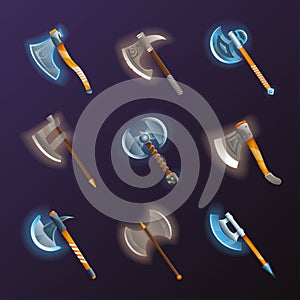 Fantasy medieval axes vector set