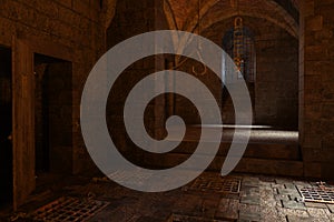 Fantasy medieval dungeon architecture construction 3d illustration