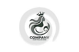Fantasy Mermaid Flat Logo Design
